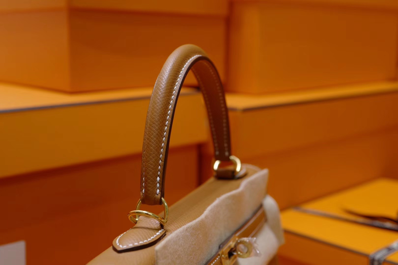 店长推荐：Hermes Kelly25cm 金棕色 Epsom 金扣