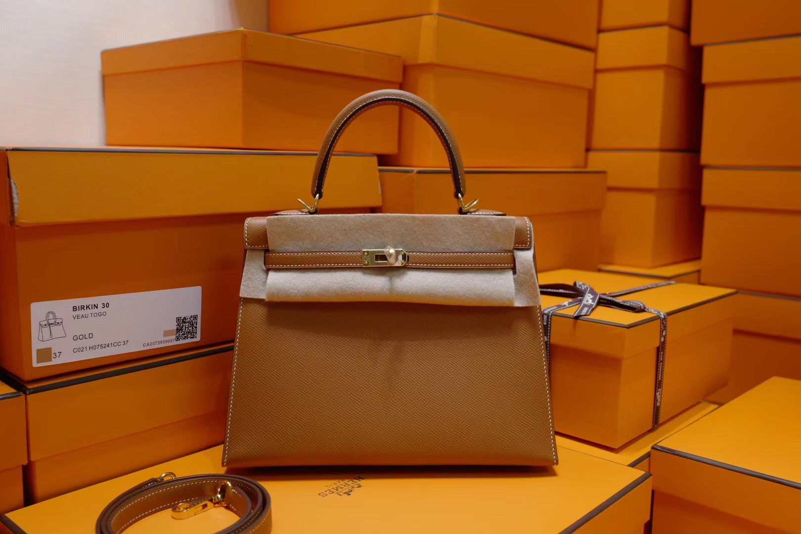 店长推荐：Hermes Kelly25cm 金棕色 Epsom 金扣