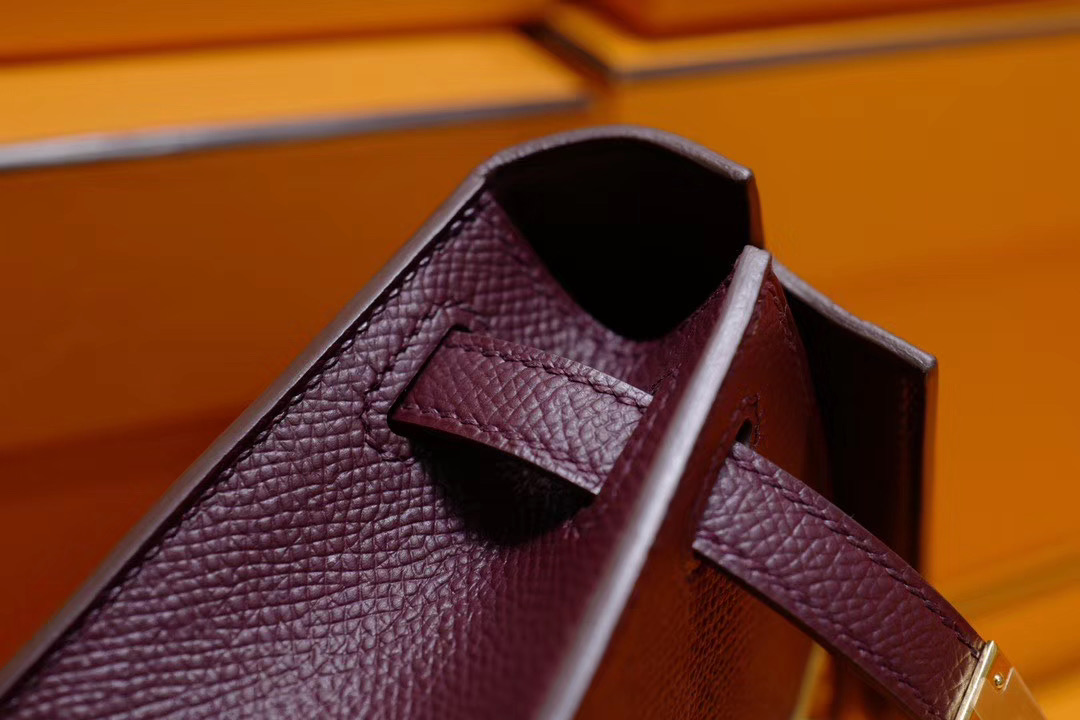 Hermes Mini Kelly 2代 CK57 酒红色 Epsom 金扣