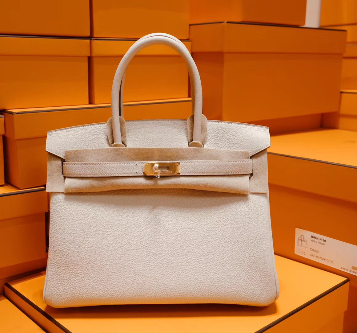 Hermes Birkin 30CM 奶昔白 Togo皮 金扣