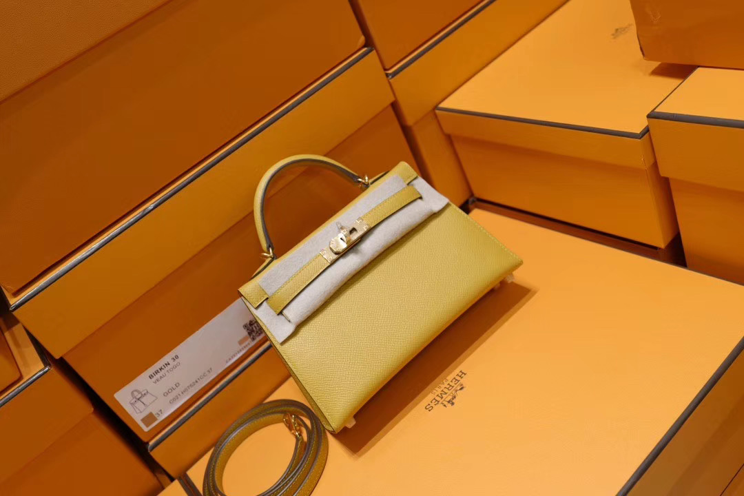 Minikelly 2代 9D Ambre 琥珀黄 GHW 金扣！美美的招财黄色！