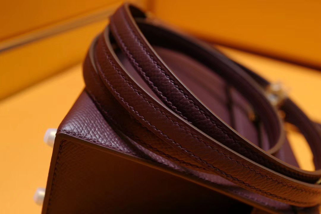 Hermes Mini Kelly 2代 CK57 酒红色 Epsom 金扣