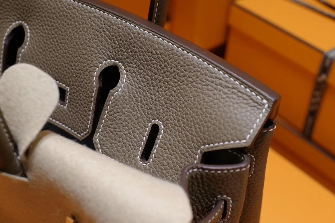 VIP一级品：Hermes Birkin 25cm 18大象灰色togo皮 金扣