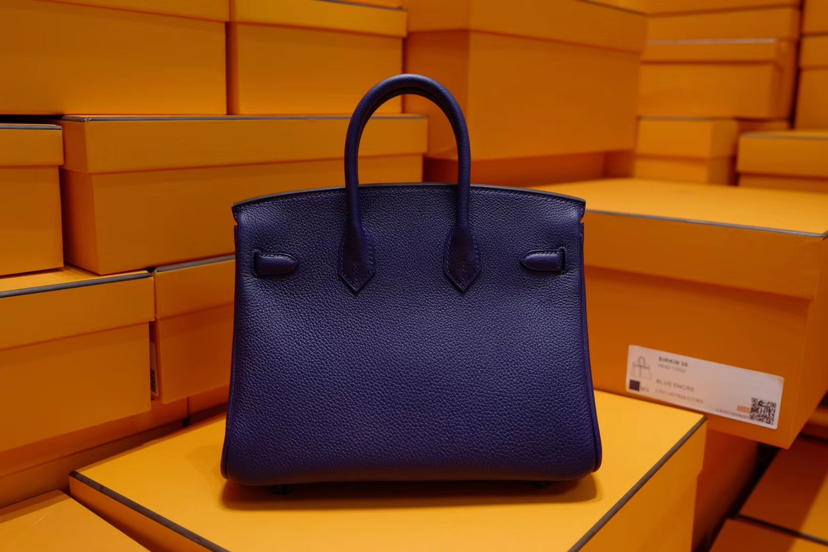 爱马仕包包官网 Birkin 25cm M3墨水蓝 Togo 银扣