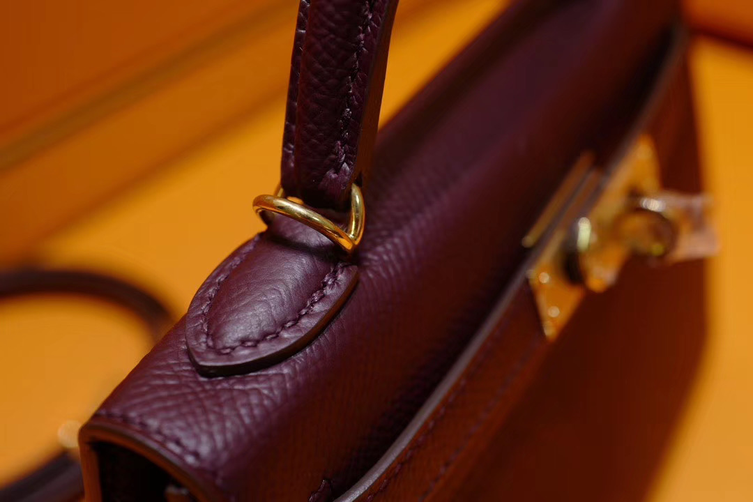 Hermes Mini Kelly 2代 CK57 酒红色 Epsom 金扣