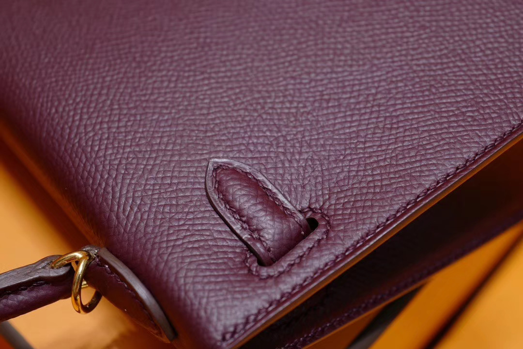 Hermes Mini Kelly 2代 CK57 酒红色 Epsom 金扣