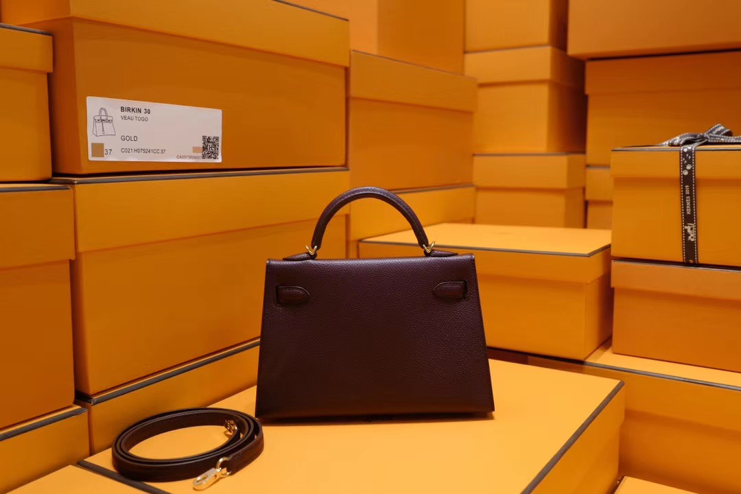 Hermes Mini Kelly 2代 CK57 酒红色 Epsom 金扣