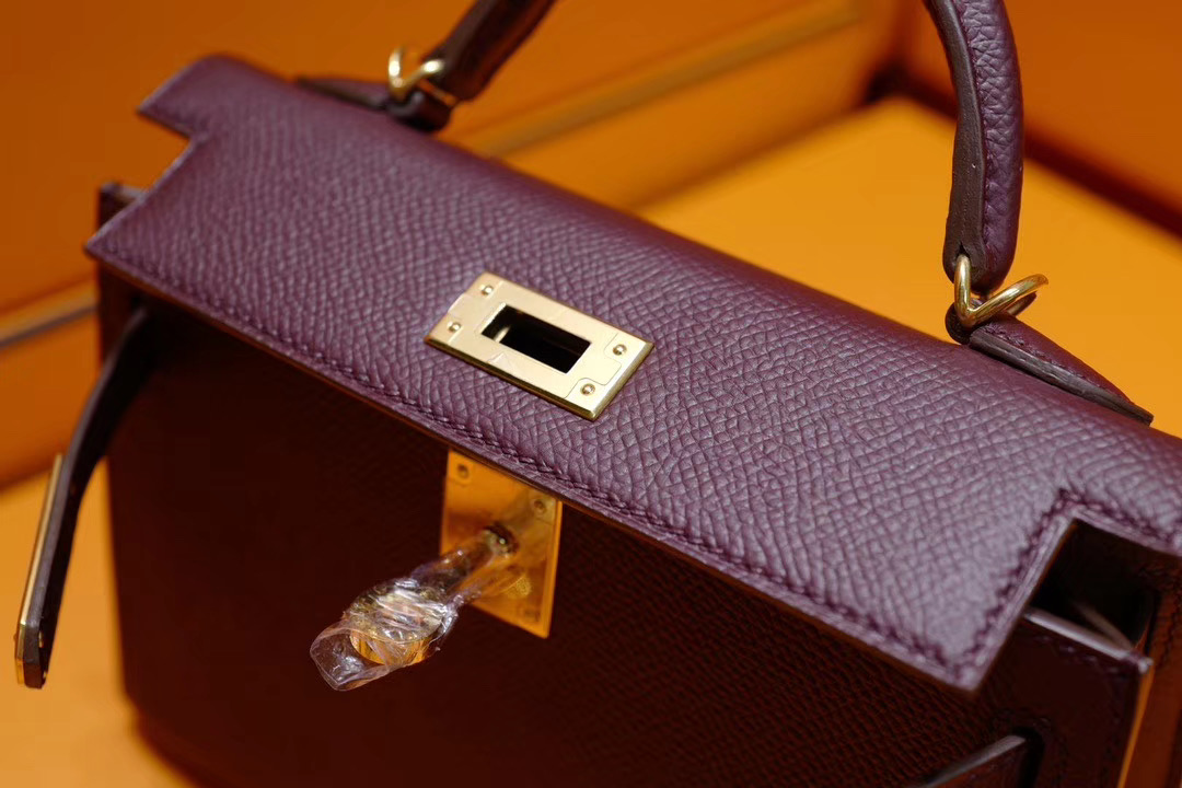 Hermes Mini Kelly 2代 CK57 酒红色 Epsom 金扣