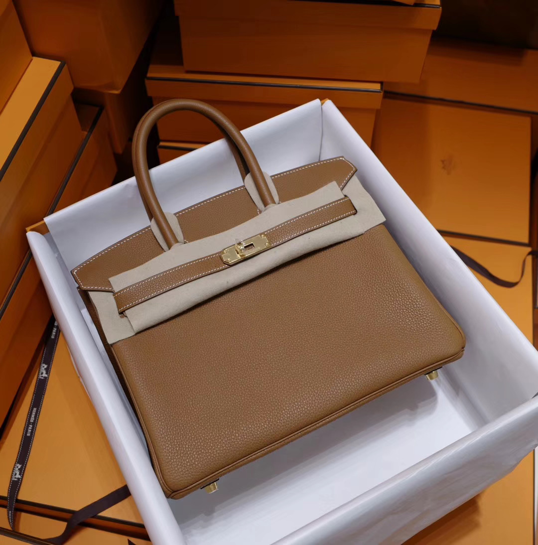 爱马仕包包官网 Hermes Birkin 30Cm 金棕色 Togo 金扣