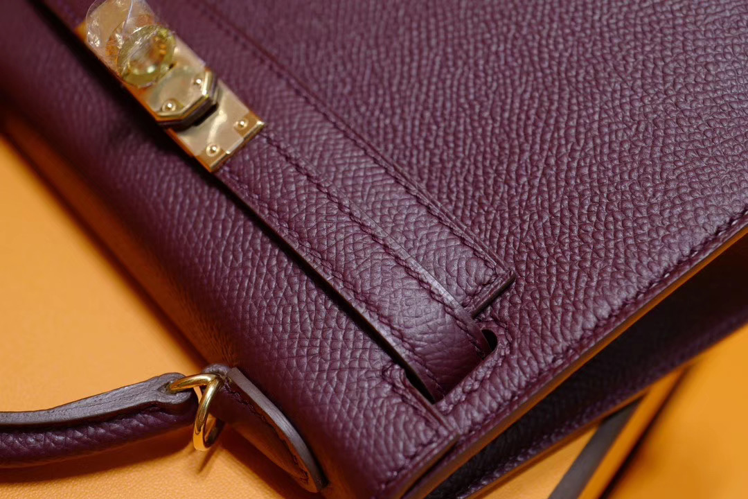 Hermes Mini Kelly 2代 CK57 酒红色 Epsom 金扣