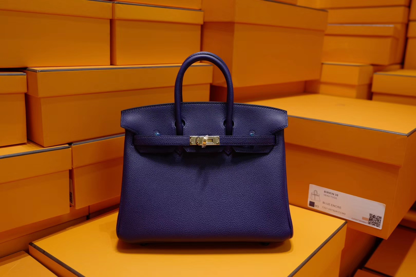 爱马仕包包官网 Birkin 25cm M3墨水蓝 Togo 银扣