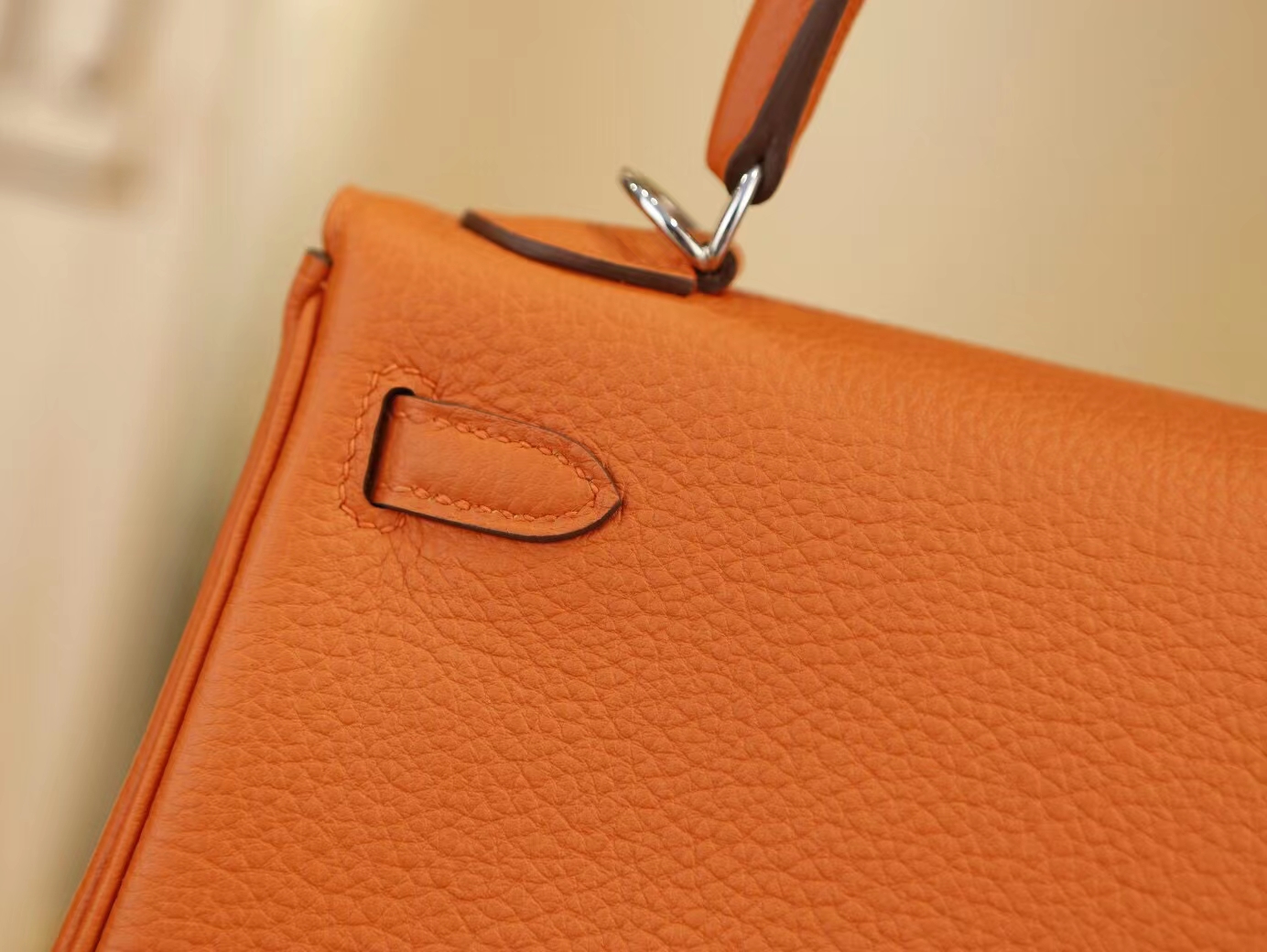 Hermes Kelly25CM 爱马仕CC93经典橙色Togo牛皮凯莉包手提包 金银扣