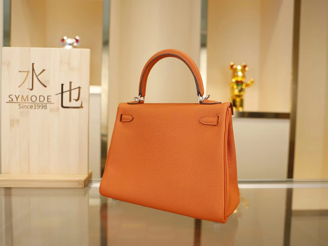 Hermes Kelly25CM 爱马仕CC93经典橙色Togo牛皮凯莉包手提包 金银扣