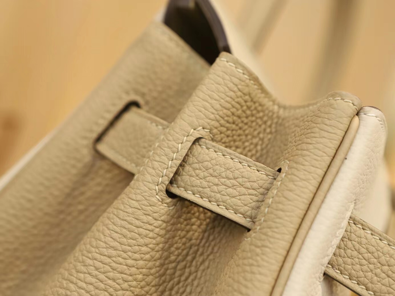 爱马仕拼色铂金包 Hermes Birkin30CM 奶昔白拼s2风衣灰togo牛皮 金扣