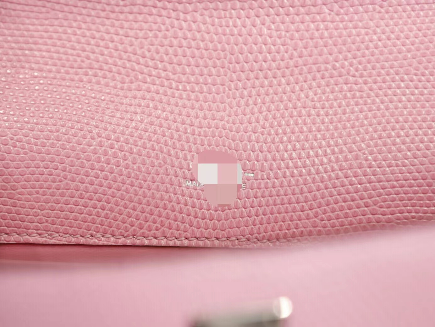 爱马仕一代迷你凯莉包蜥蜴皮 Hermes mini kelly pochette1代 22cm 5P樱花粉 银扣
