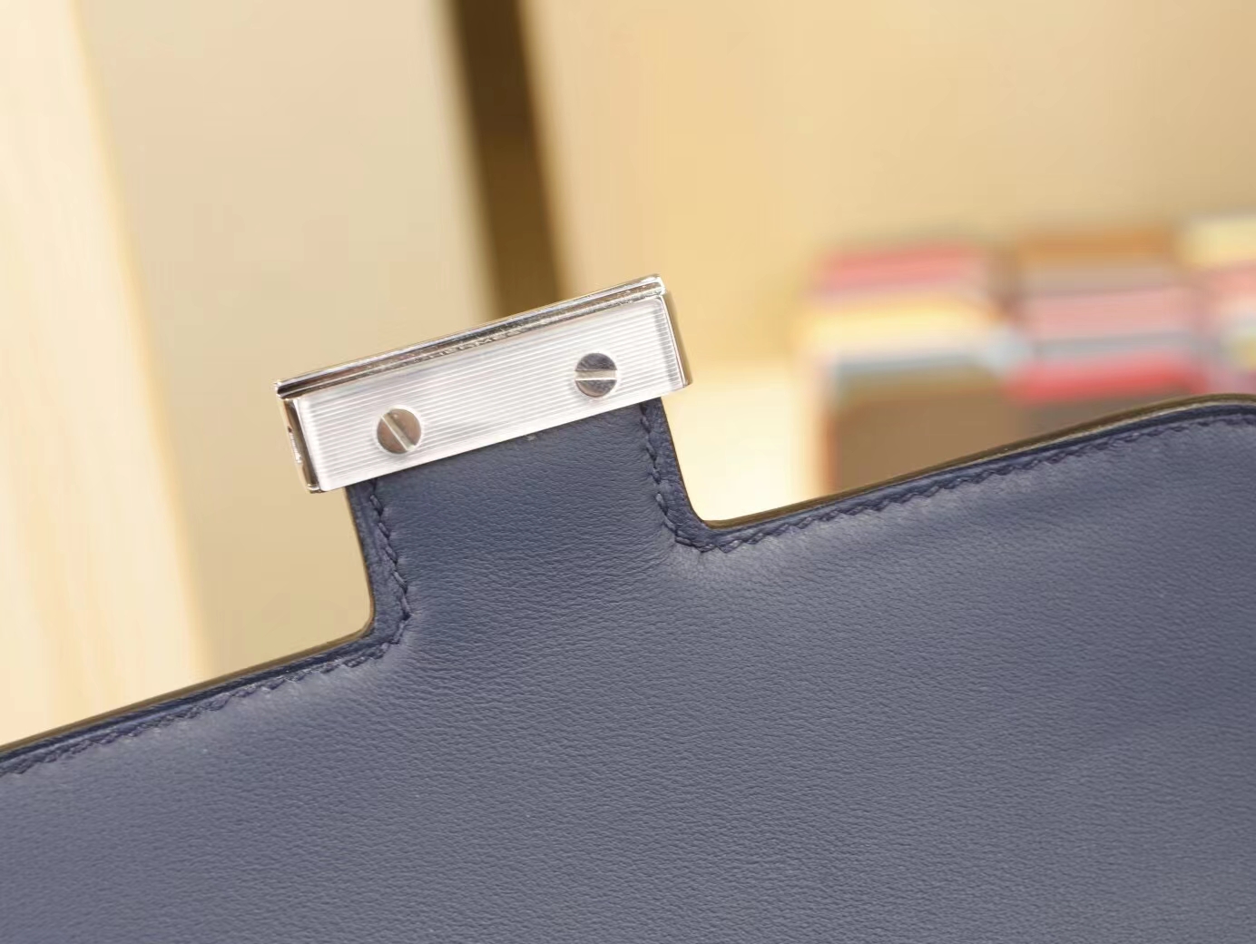 Hermes Constance Mini18 爱马仕N7风暴蓝亮面两点鳄鱼皮迷你康斯坦包