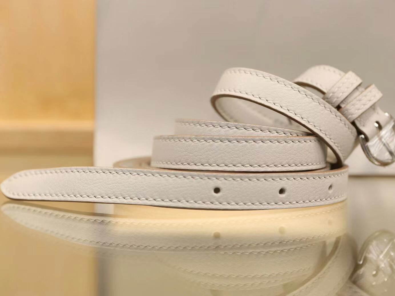 Hermes Kelly Danse 22CM 爱马仕珍珠灰Evercolor皮跳舞包 银扣