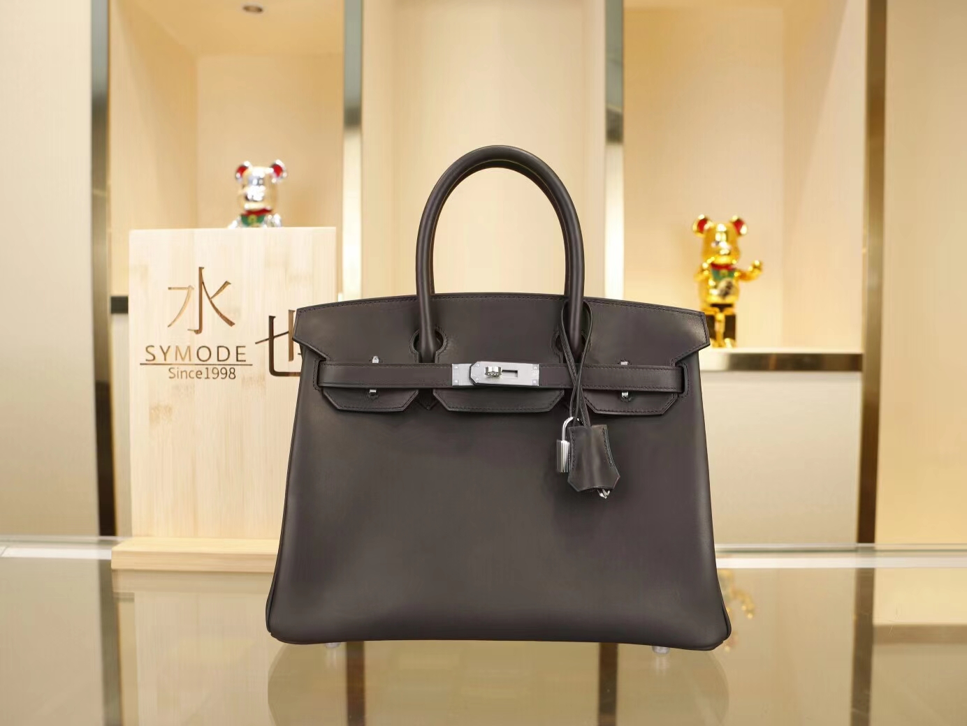 Hermes包包价格 爱马仕黑色马鞍皮铂金包Birkin30CM 银扣