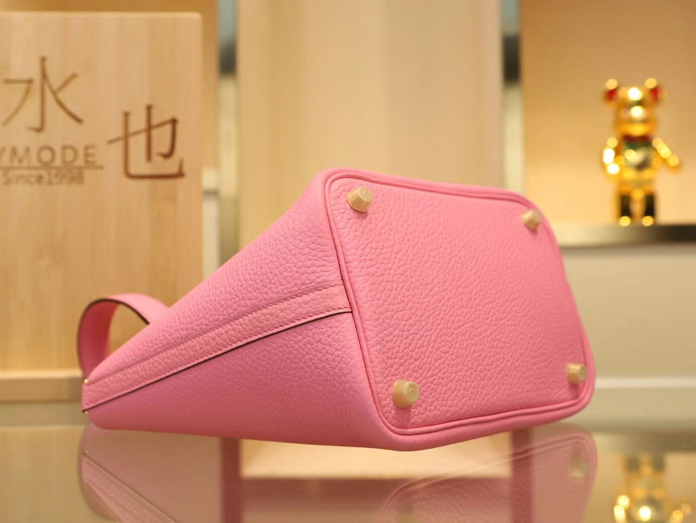 爱马仕Hermes Picotin Lock18/22CM 5P樱花粉TC牛皮菜篮子包水桶包 金银扣