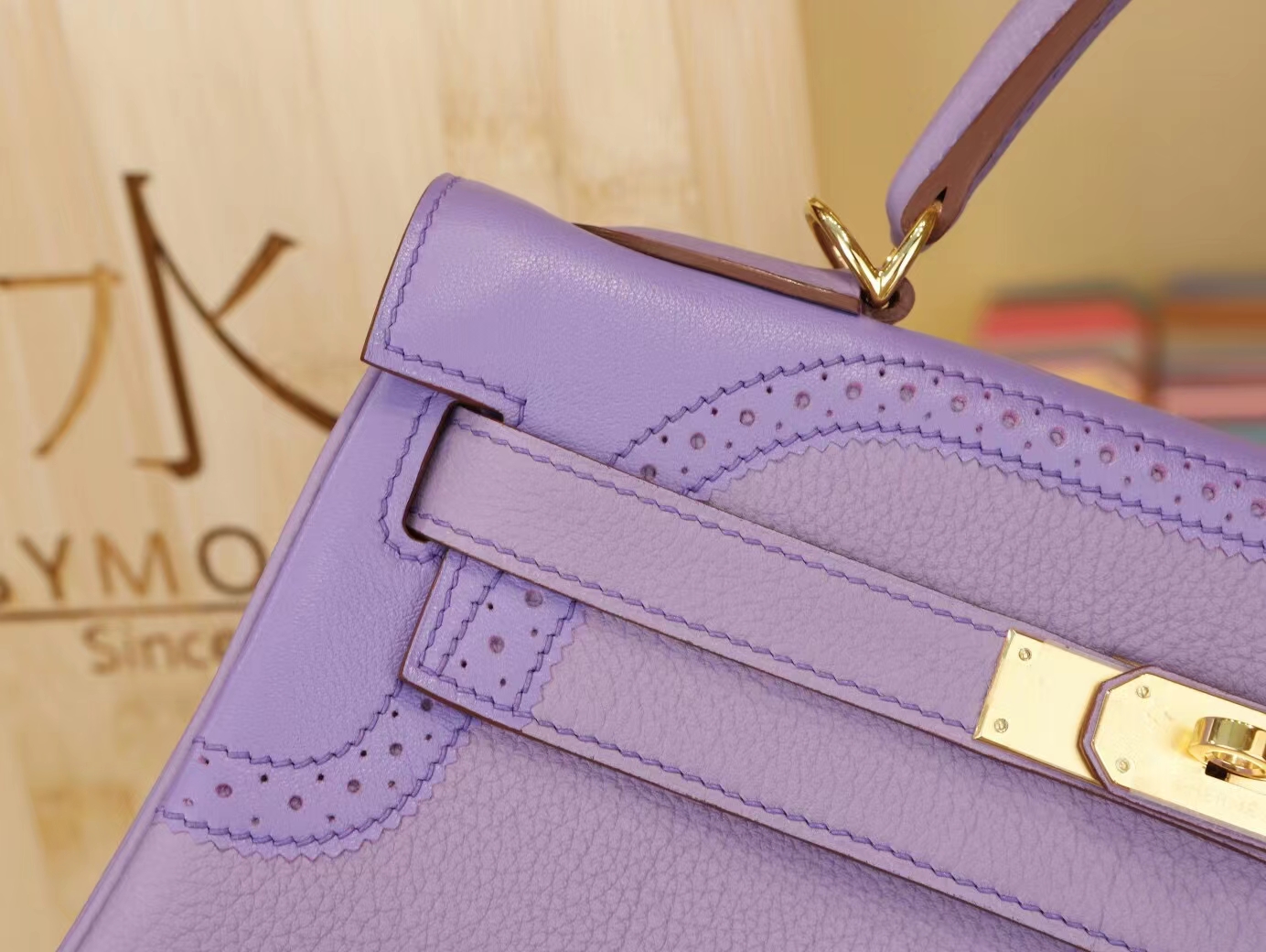 Hermes Kelly28CM 爱马仕限量蕾丝Ghillies系列凯莉包丁香紫lilas