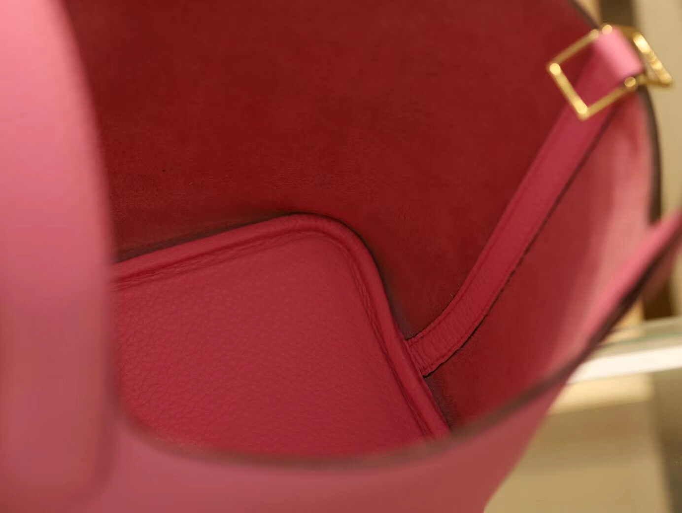 爱马仕Hermes Picotin Lock18/22CM 5P樱花粉TC牛皮菜篮子包水桶包 金银扣