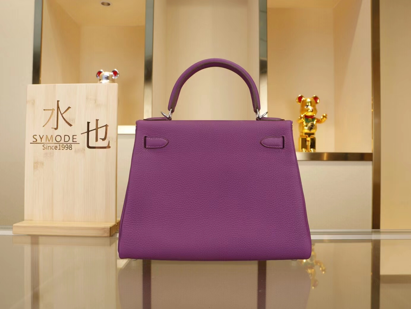 爱马仕凯莉包货源 Hermes Kelly28CM P9 Anemone海葵紫Togo皮 银扣
