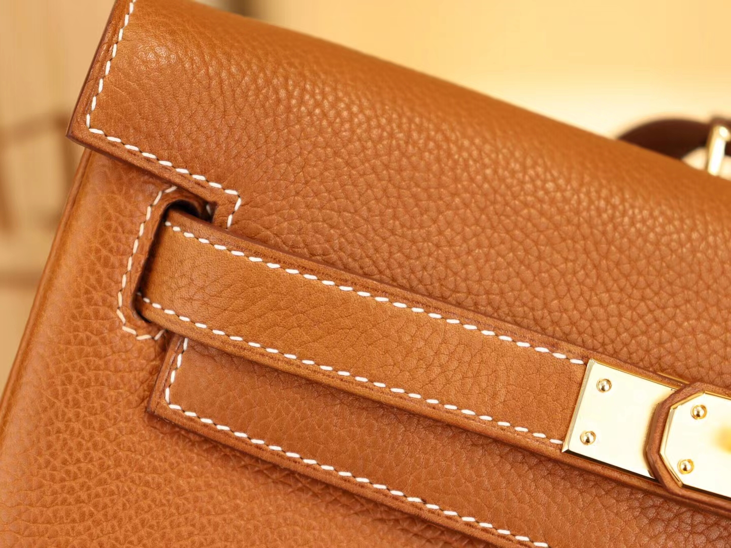 Hermes Kelly Ado 22CM 爱马仕棕色福宝马鞍皮双肩包后背包 金扣