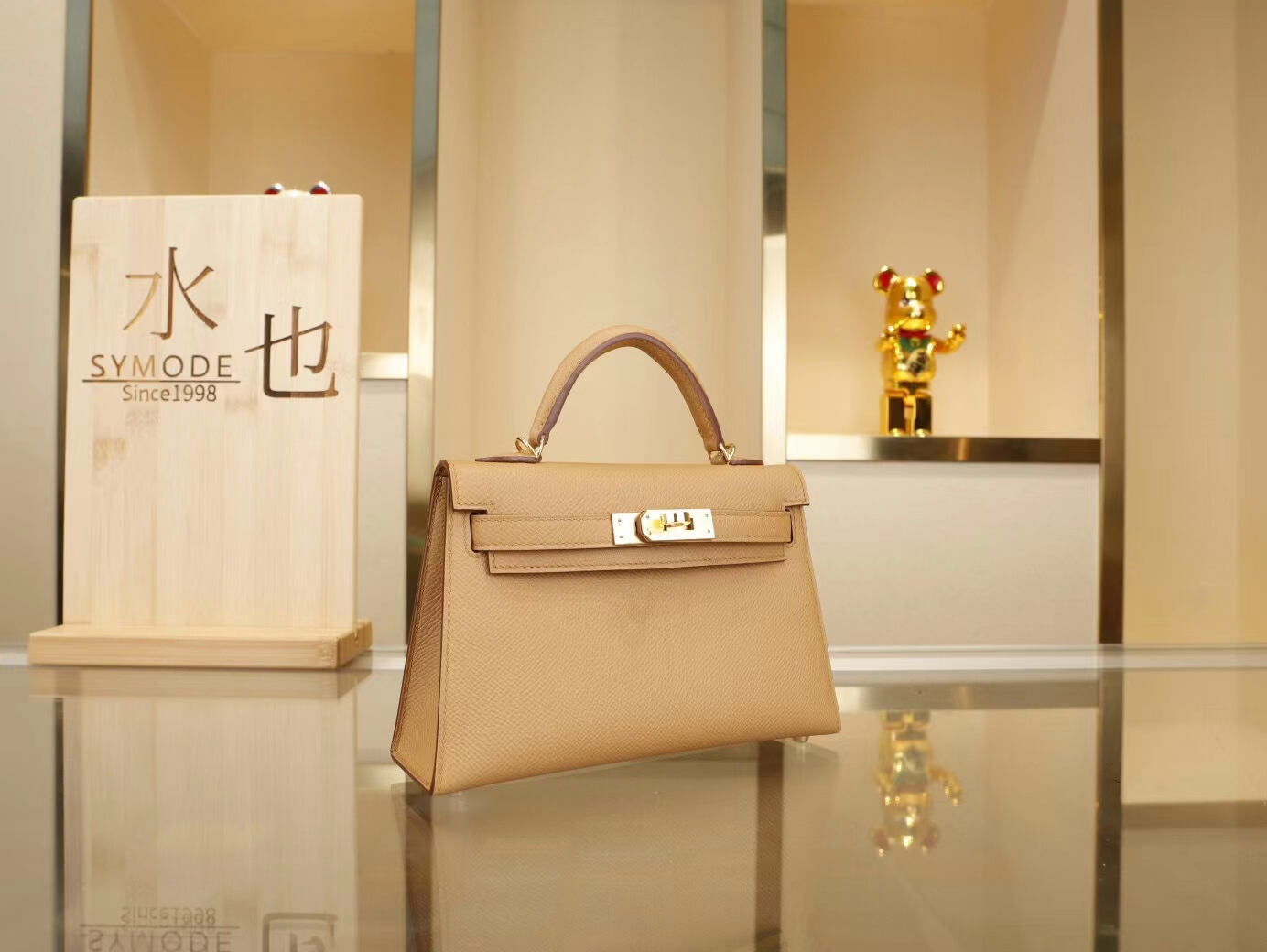 爱马仕迷你凯莉包2代 Hermes mini Kelly2代 4B饼干色Biscuit Epsom牛皮