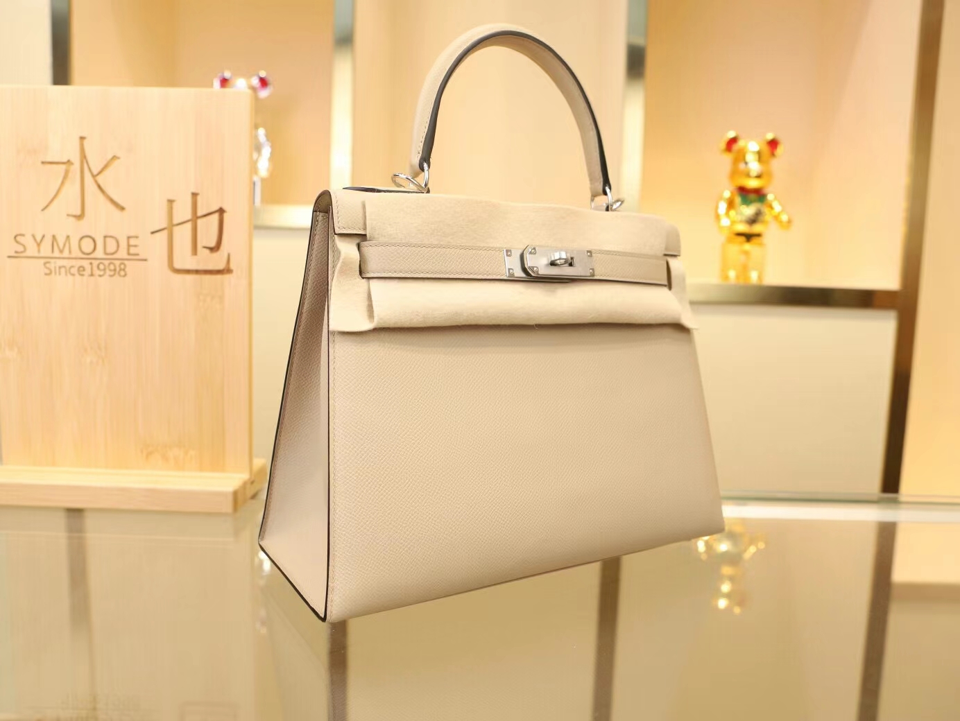 Hermes包包官网 爱马仕S2风衣灰Epsom牛皮凯莉包Kelly28CM 银扣