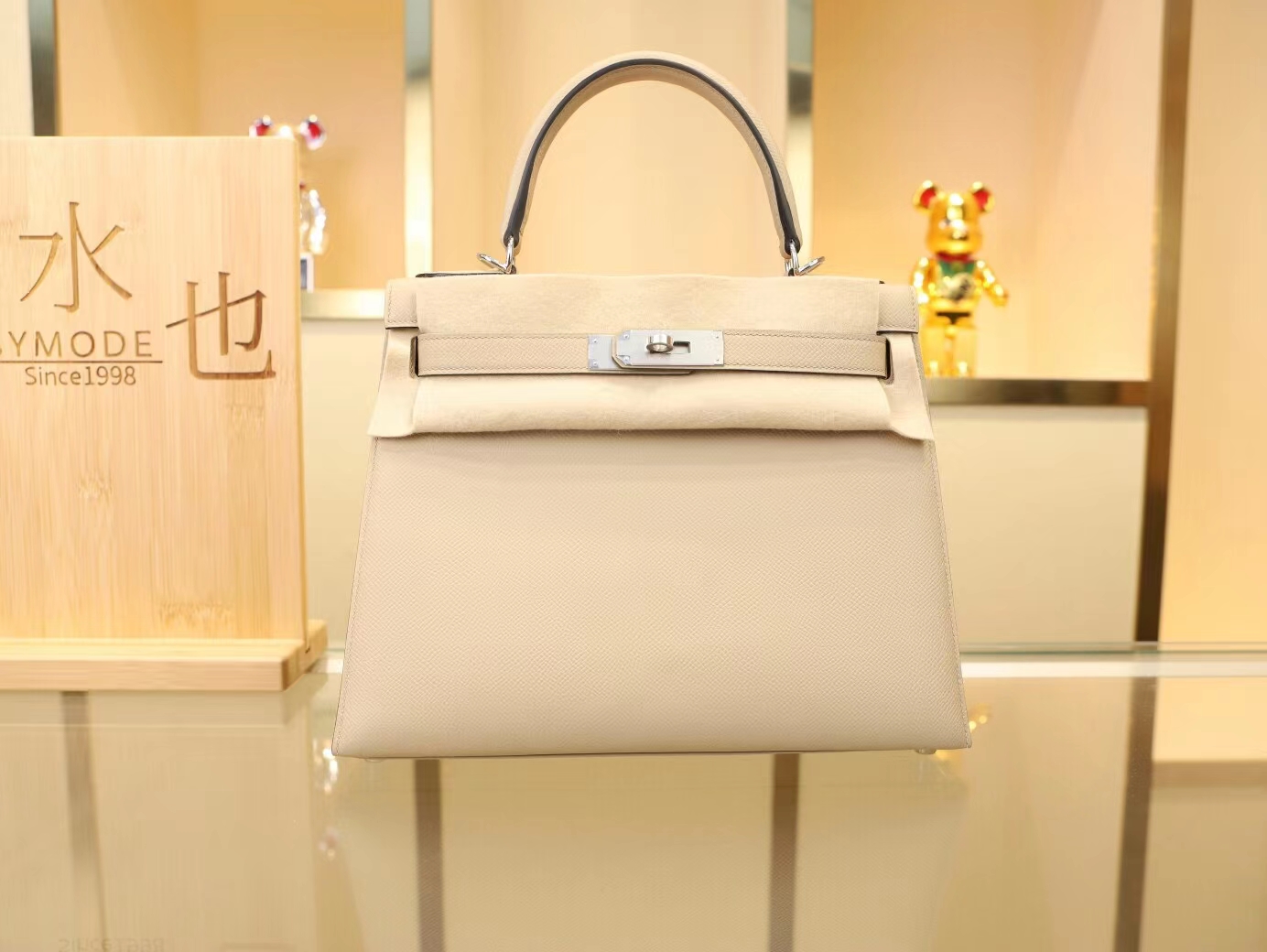 Hermes包包官网 爱马仕S2风衣灰Epsom牛皮凯莉包Kelly28CM 银扣