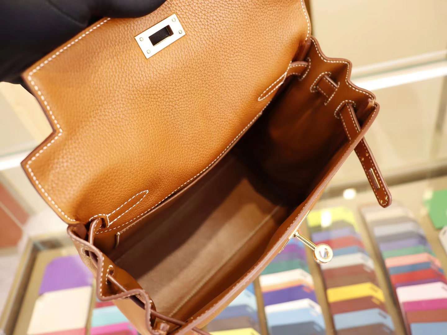 Hermes Kelly Ado 22CM 爱马仕棕色福宝马鞍皮双肩包后背包 金扣