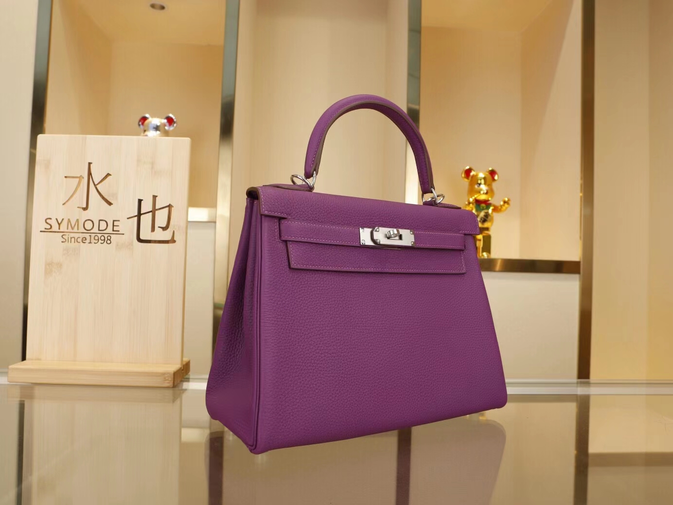 爱马仕凯莉包货源 Hermes Kelly28CM P9 Anemone海葵紫Togo皮 银扣