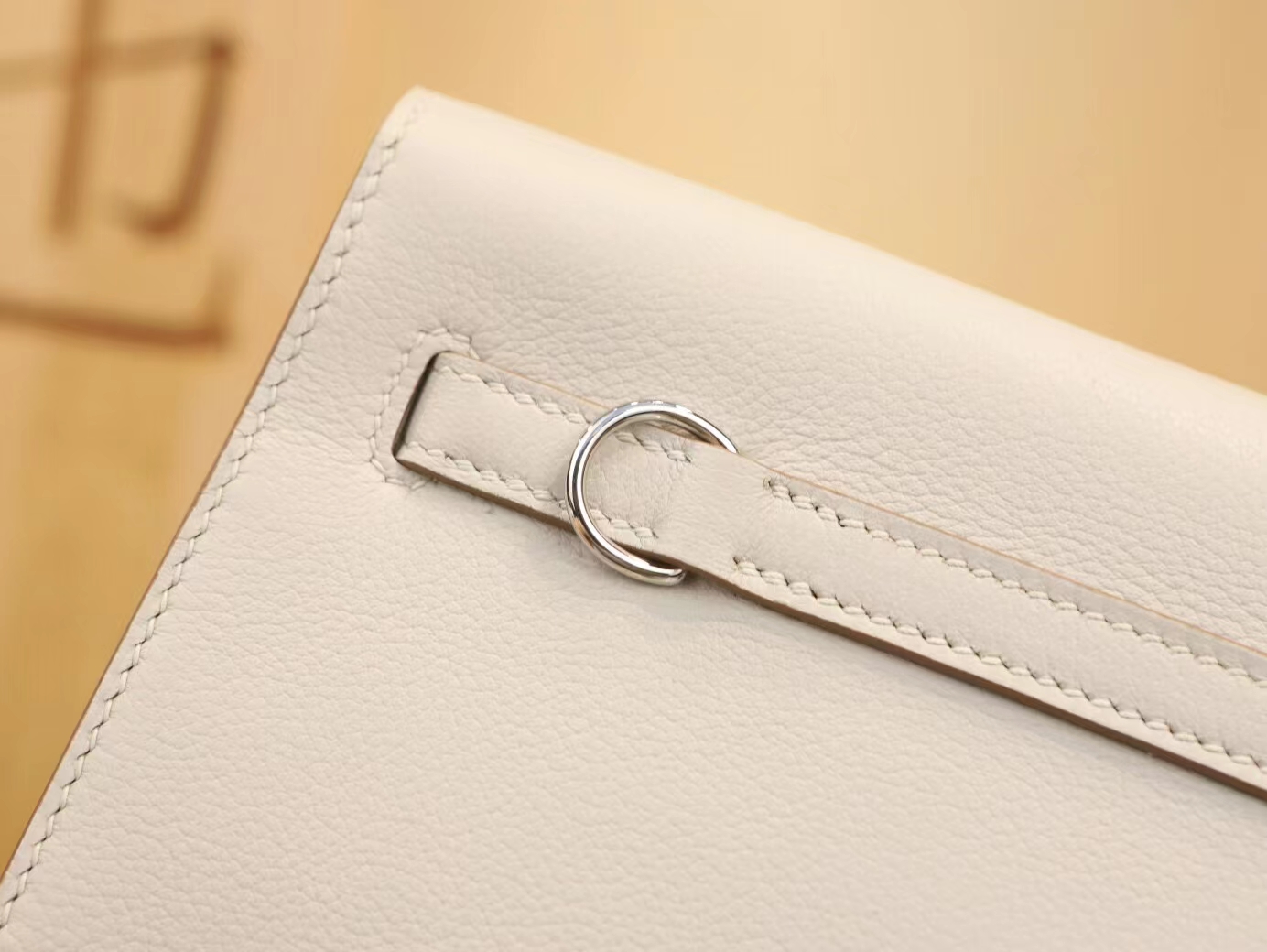Hermes Kelly Danse 22CM 爱马仕珍珠灰Evercolor皮跳舞包 银扣