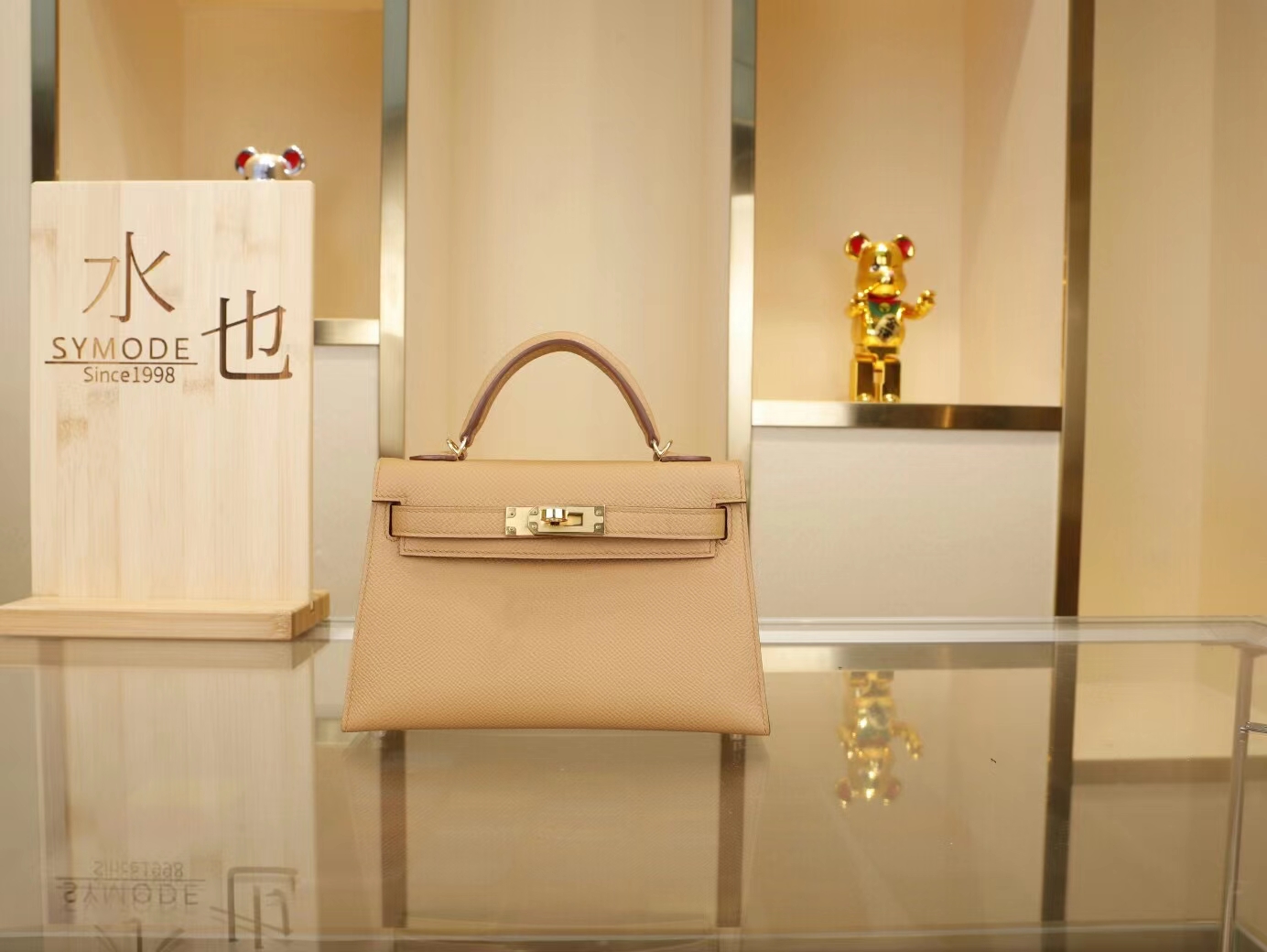 爱马仕迷你凯莉包2代 Hermes mini Kelly2代 4B饼干色Biscuit Epsom牛皮
