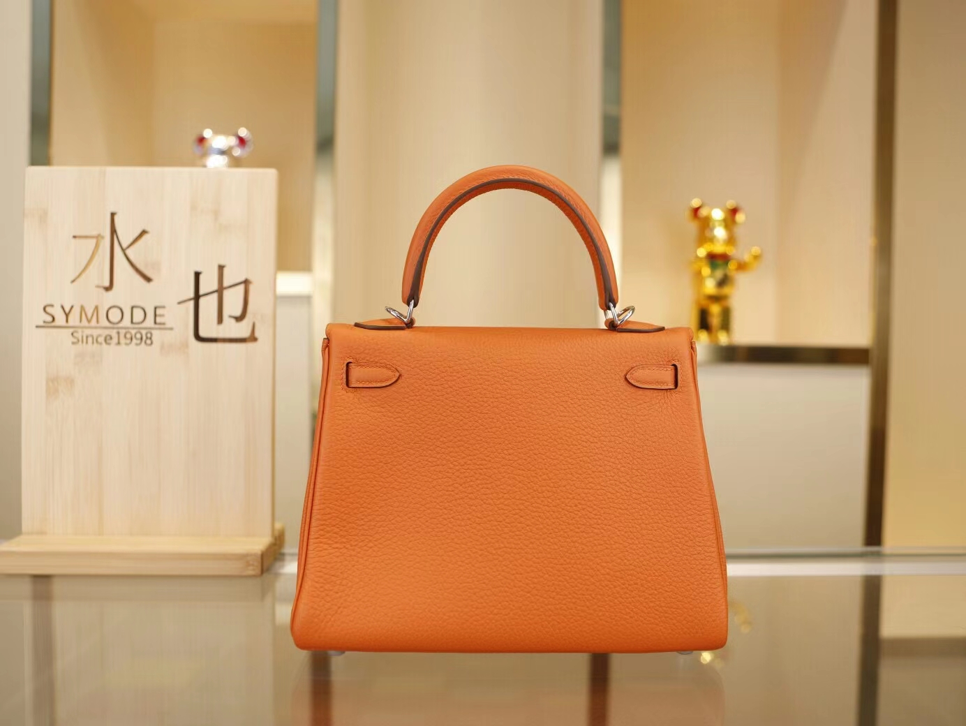 Hermes Kelly25CM 爱马仕CC93经典橙色Togo牛皮凯莉包手提包 金银扣
