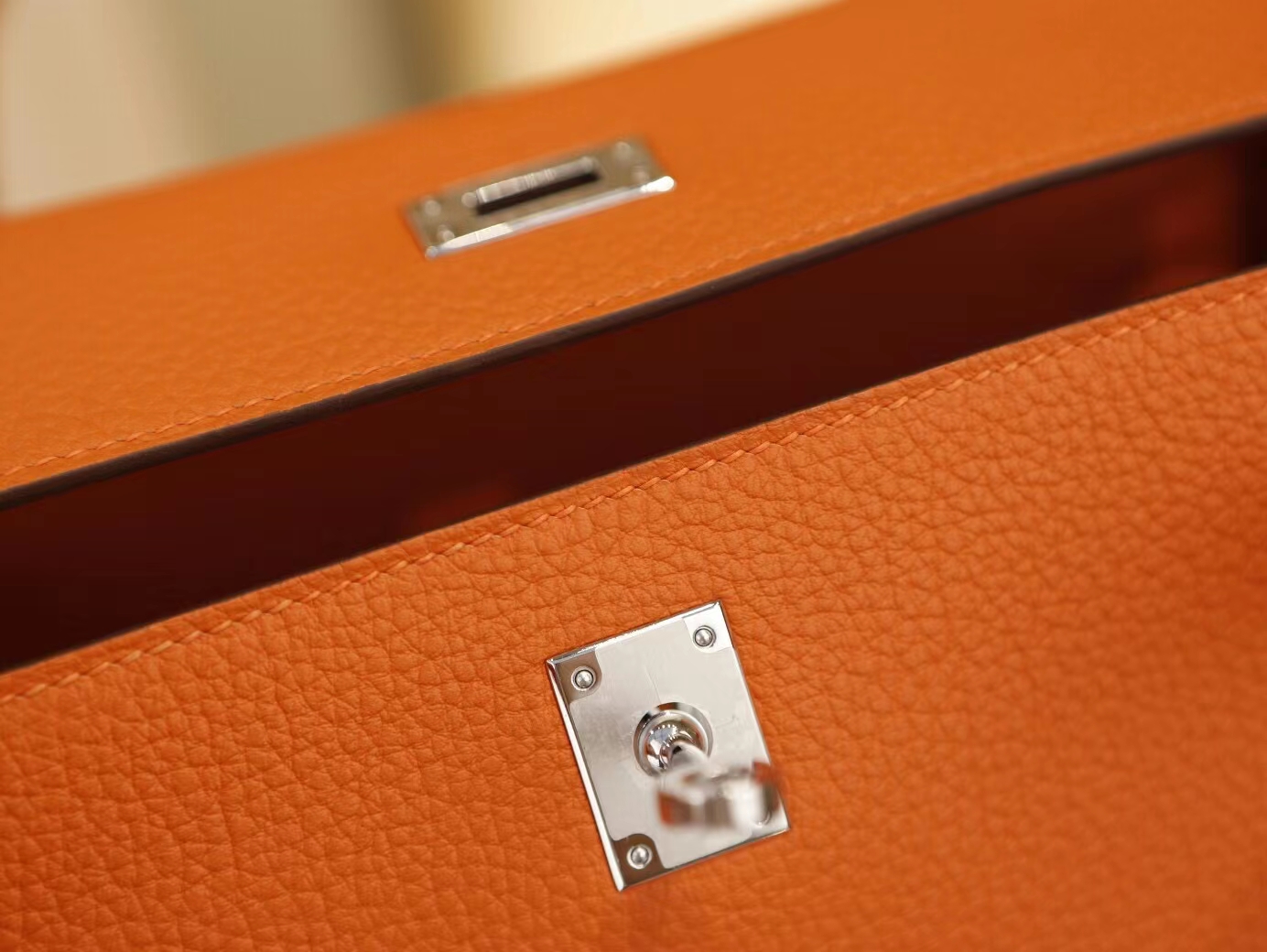 Hermes Kelly25CM 爱马仕CC93经典橙色Togo牛皮凯莉包手提包 金银扣