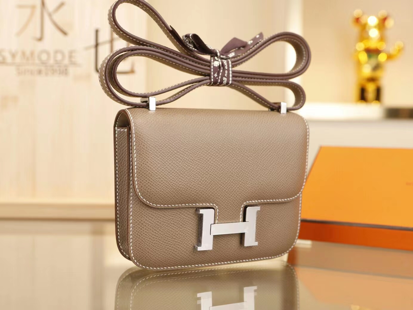爱马仕迷你康斯坦包 Hermes Constance Micro 14CM 大象灰Epsom皮 银扣