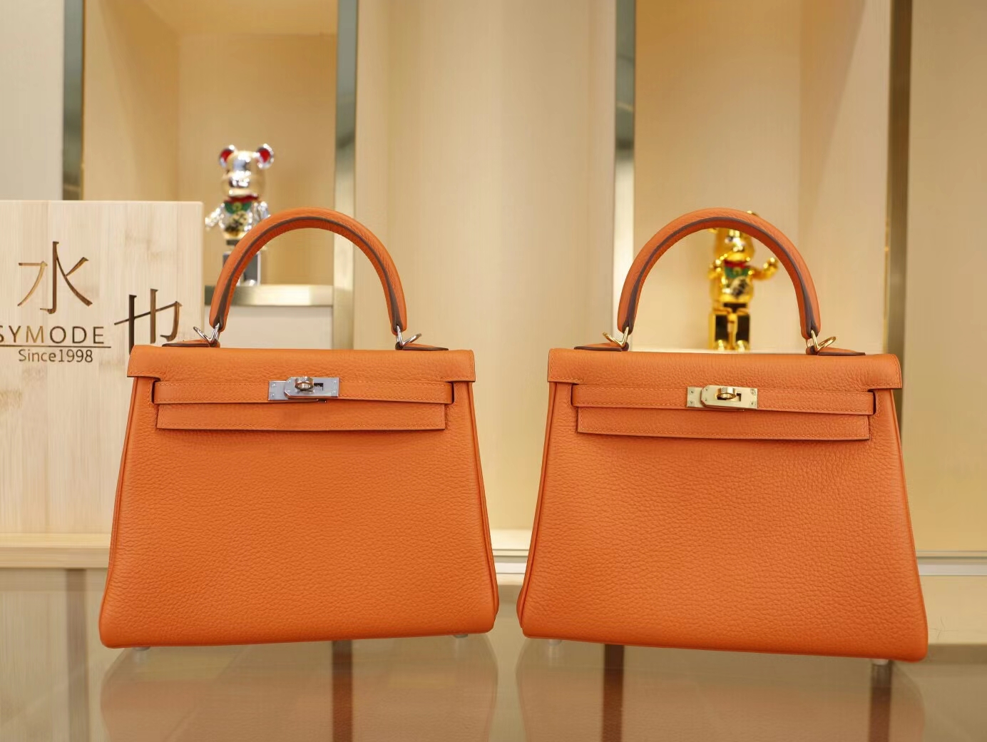 Hermes Kelly25CM 爱马仕CC93经典橙色Togo牛皮凯莉包手提包 金银扣