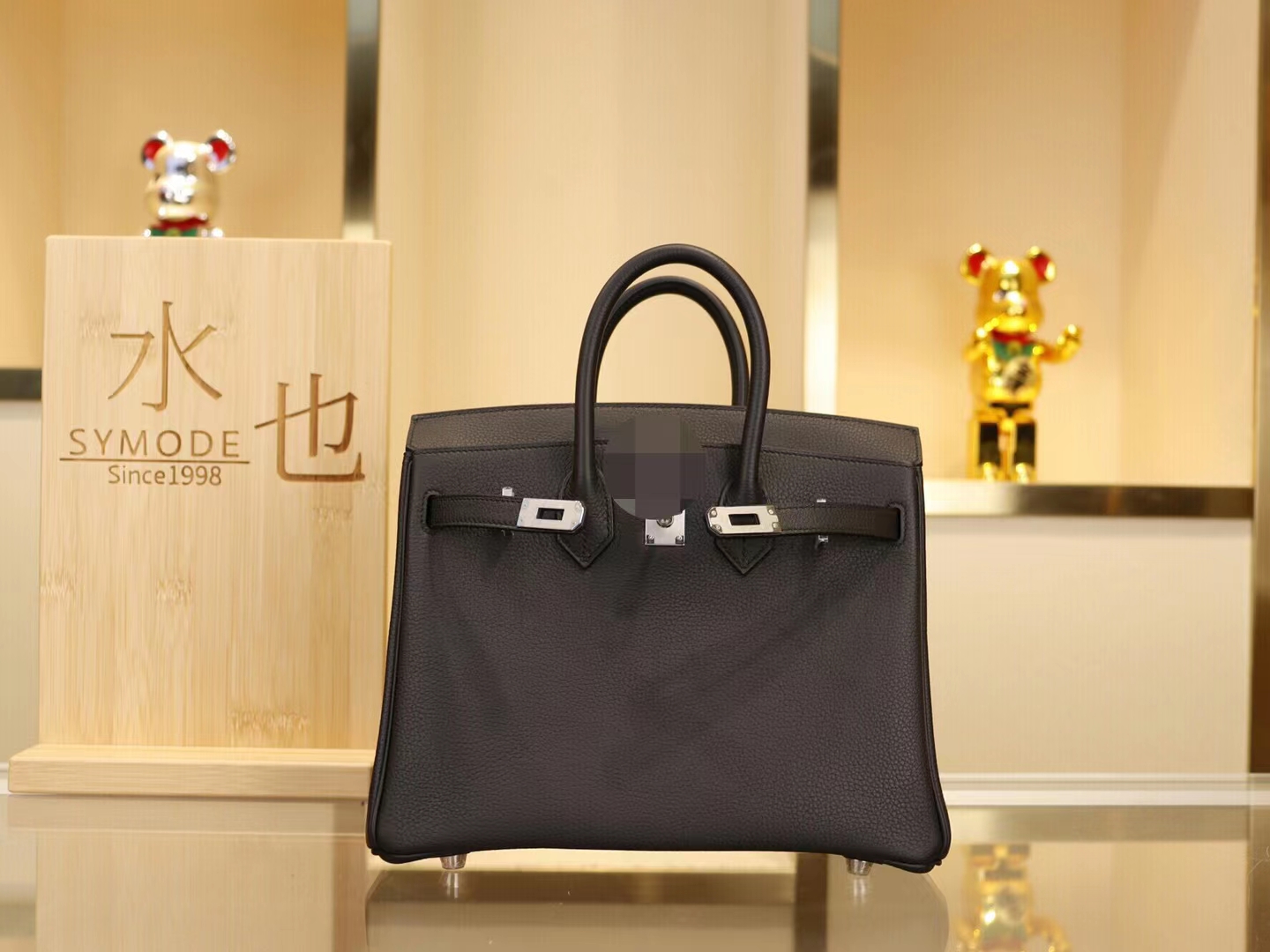 爱马仕铂金包价格 Hermes Birkin25CM黑色togo荔枝纹牛皮  银扣