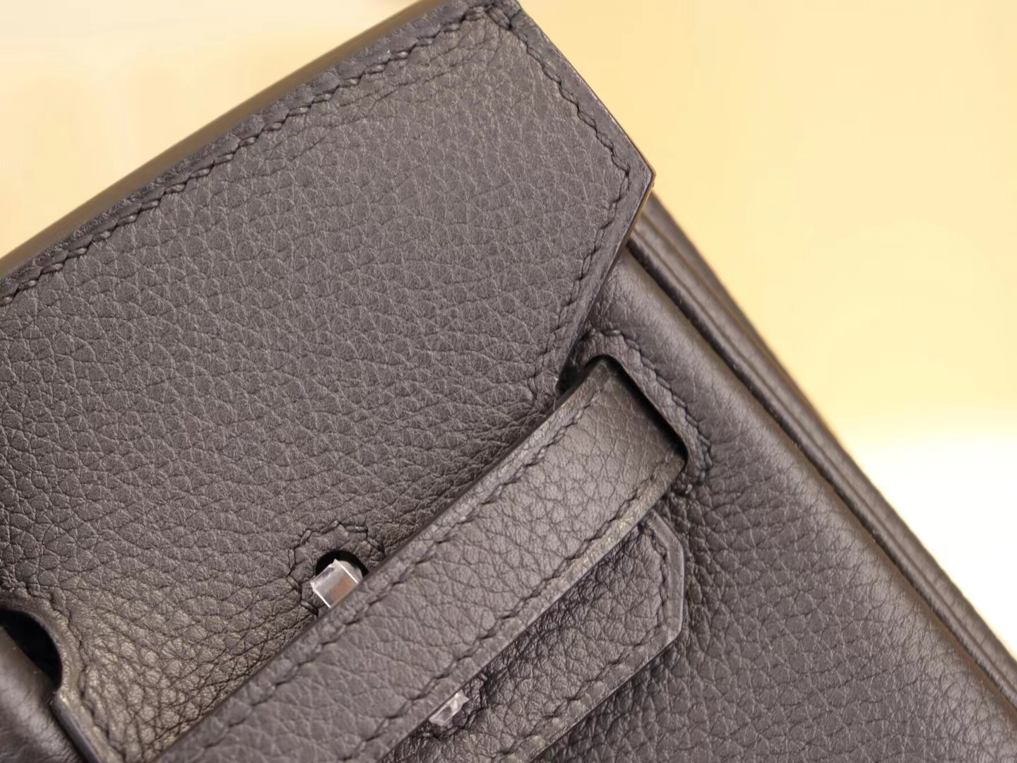 爱马仕铂金包价格 Hermes Birkin25CM黑色togo荔枝纹牛皮  银扣