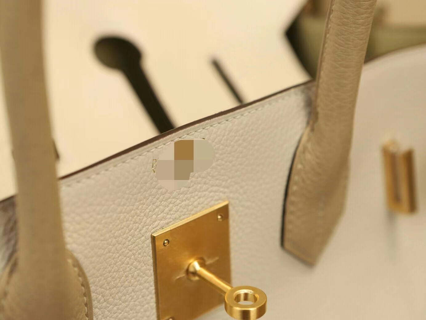 爱马仕拼色铂金包 Hermes Birkin30CM 奶昔白拼s2风衣灰togo牛皮 金扣