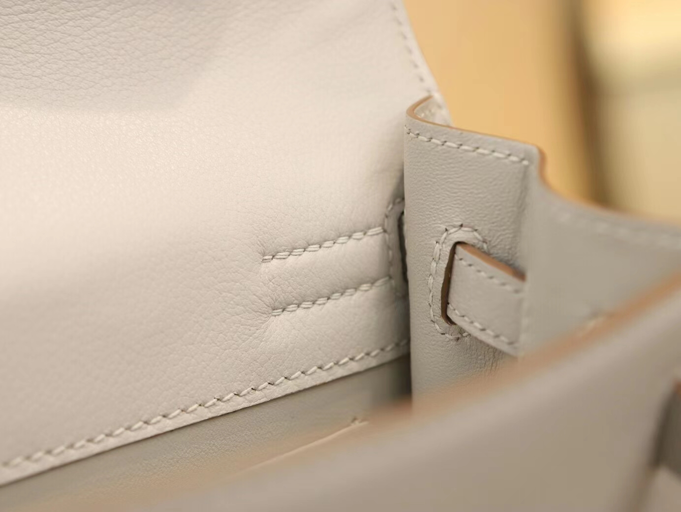 Hermes Kelly Danse 22CM 爱马仕珍珠灰Evercolor皮跳舞包 银扣