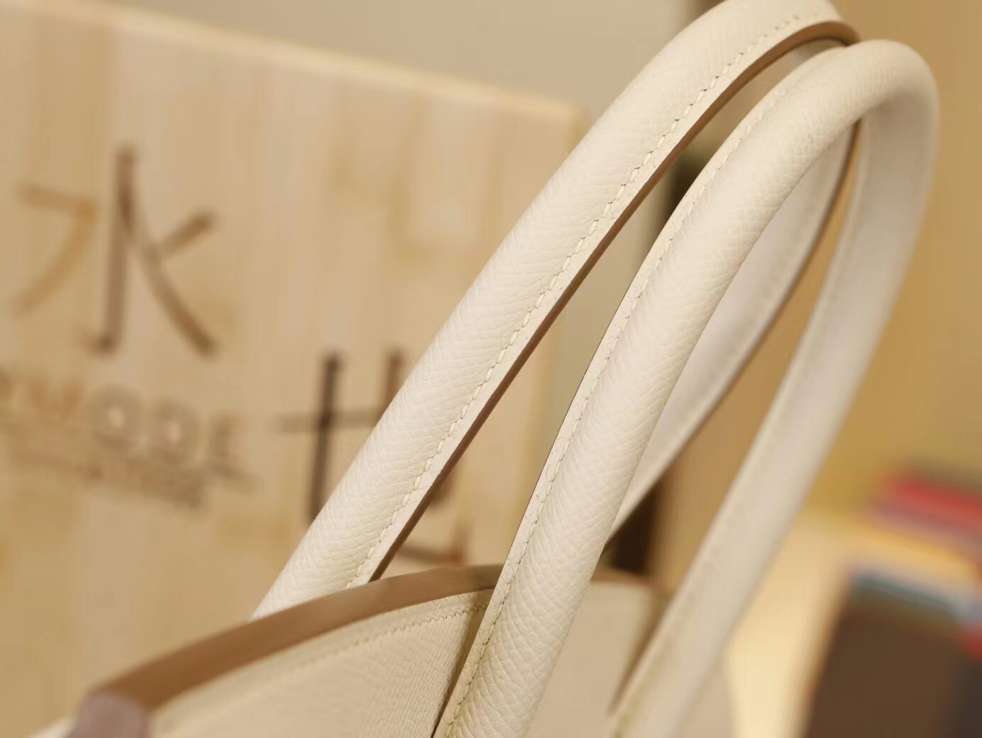 Hermes Birkin30 爱马仕铂金包CC10奶昔白Epsom掌纹牛皮 金银扣