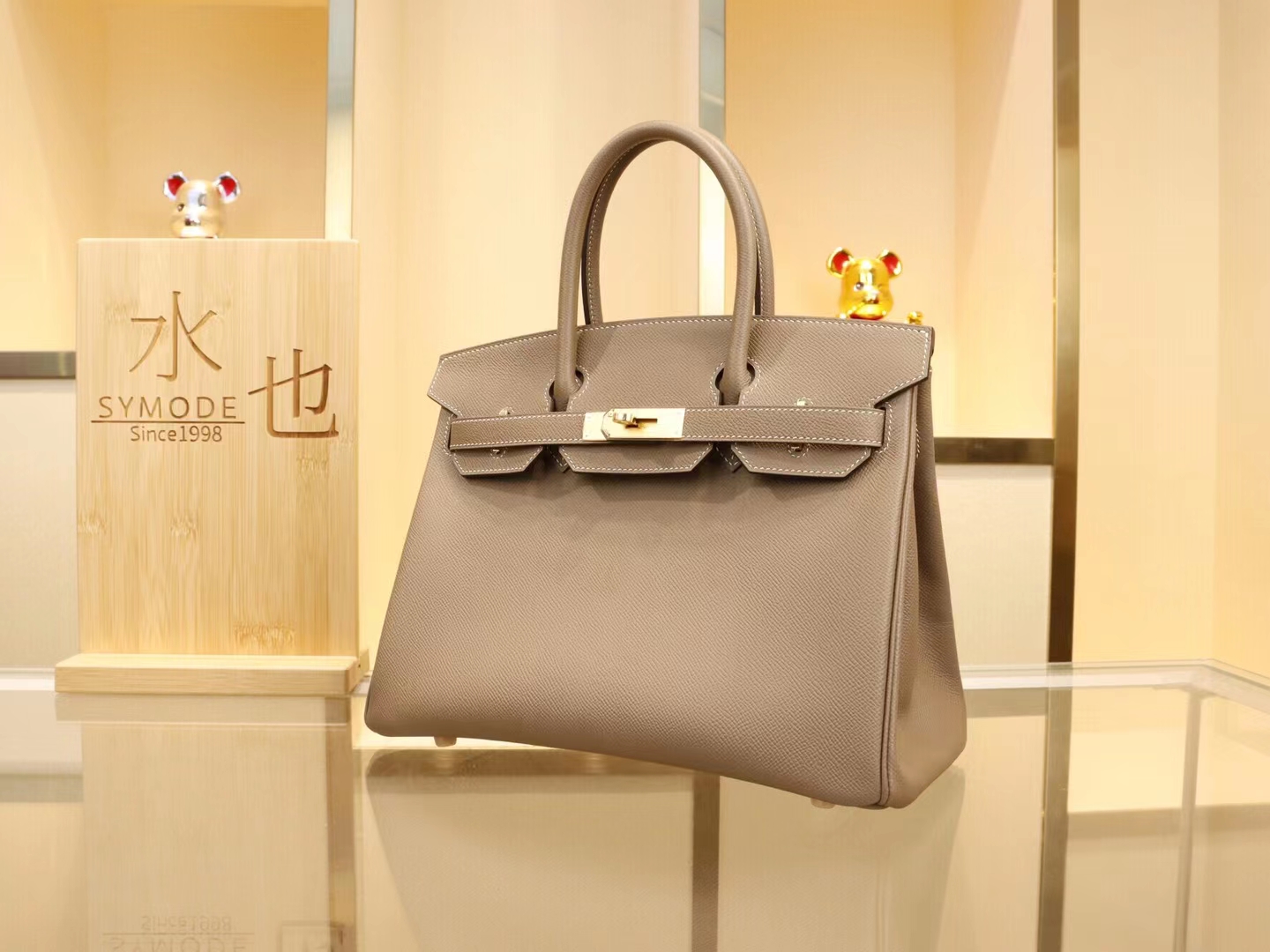 Hermes爱马仕大象灰CK18 Etoupe铂金包Birkin25CM/30CM 金扣/银扣