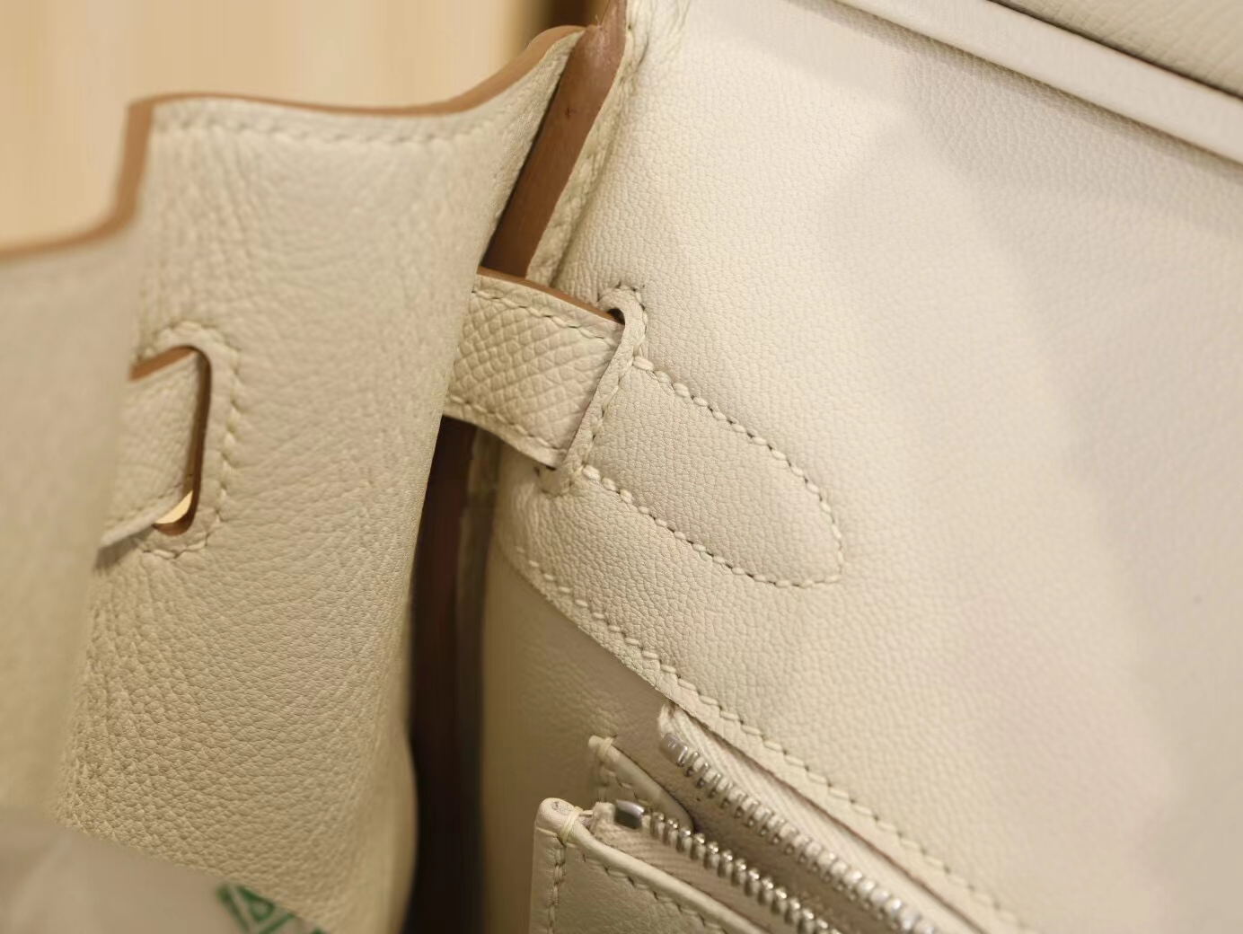 Hermes Birkin30 爱马仕铂金包CC10奶昔白Epsom掌纹牛皮 金银扣