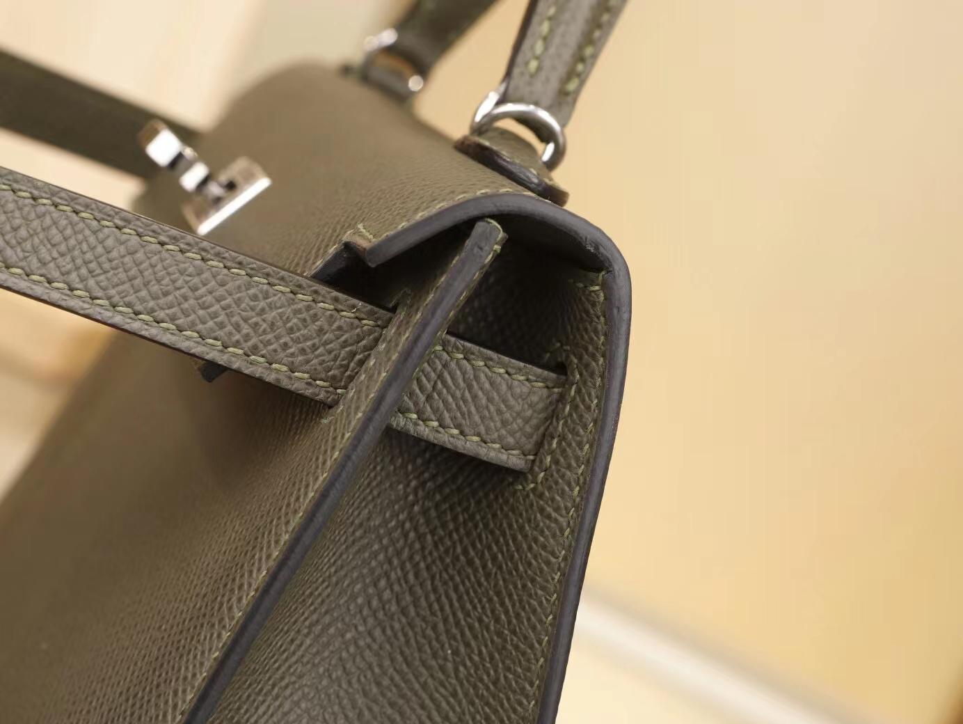 爱马仕二代迷你凯莉包 Hermes mini kelly 2代 V6丛林绿Epsom牛皮 银扣