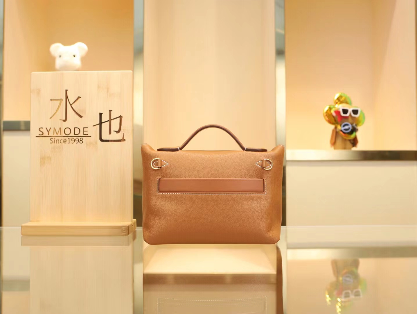 爱马仕女包 Hermes金棕色Evercolor拼Swift皮Mini 2424 银扣/金扣