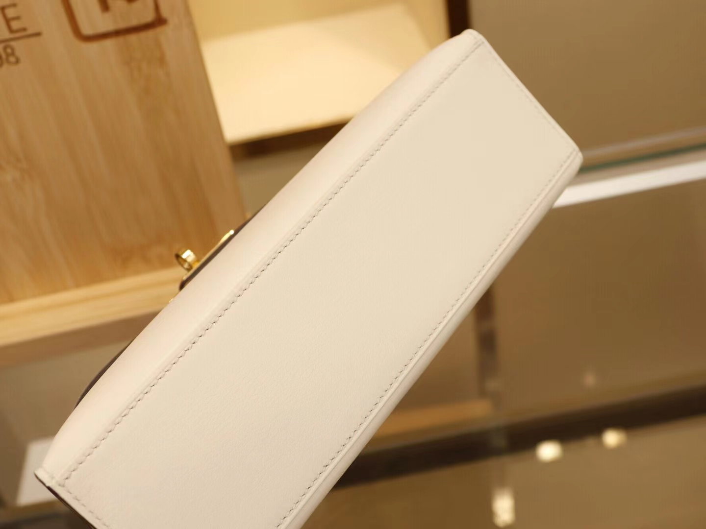Hermes Mini Kelly 1代 爱马仕I2奶油白Nata Swift牛皮迷你凯莉包 金扣