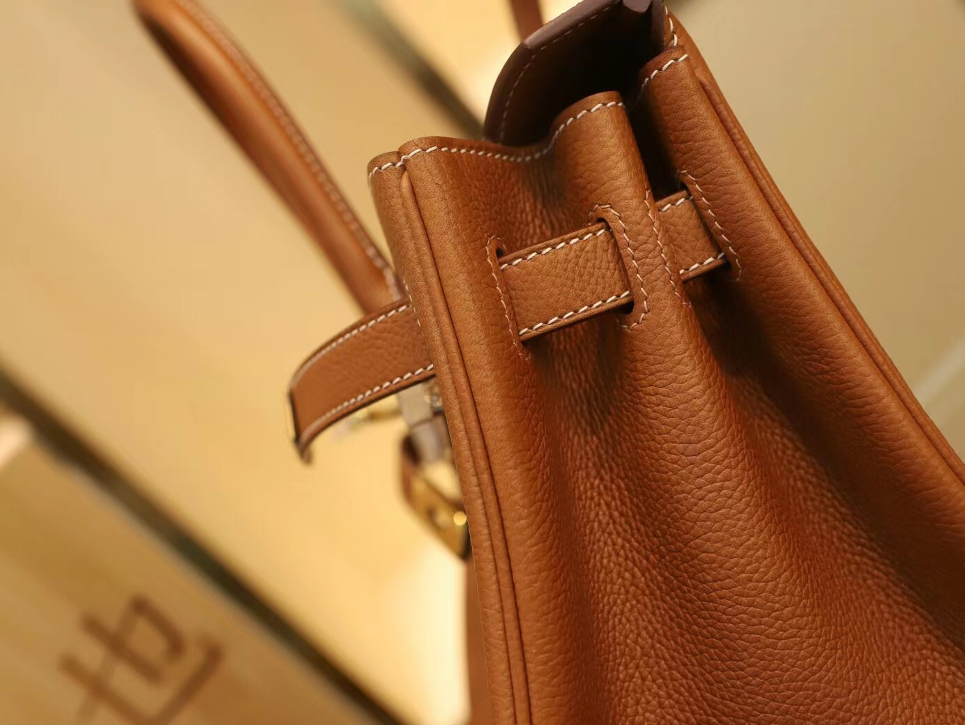 爱马仕包包货源 Hermes CK34焦糖棕福宝马鞍皮铂金包Birkin25CM/30CM