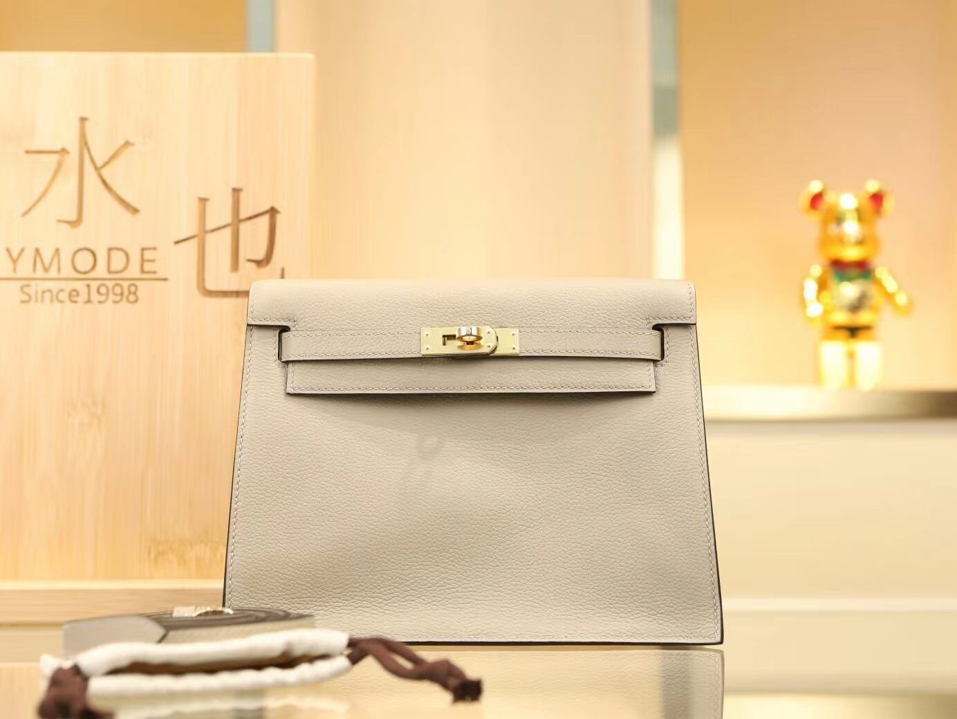 爱马仕女包批发 Hermes Kelly Danse22CM 斑鸠灰Evercolor皮跳舞包